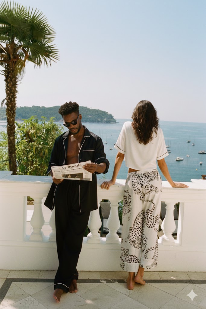 Couple enjoying a lifestyle of wellbeing on a balcony